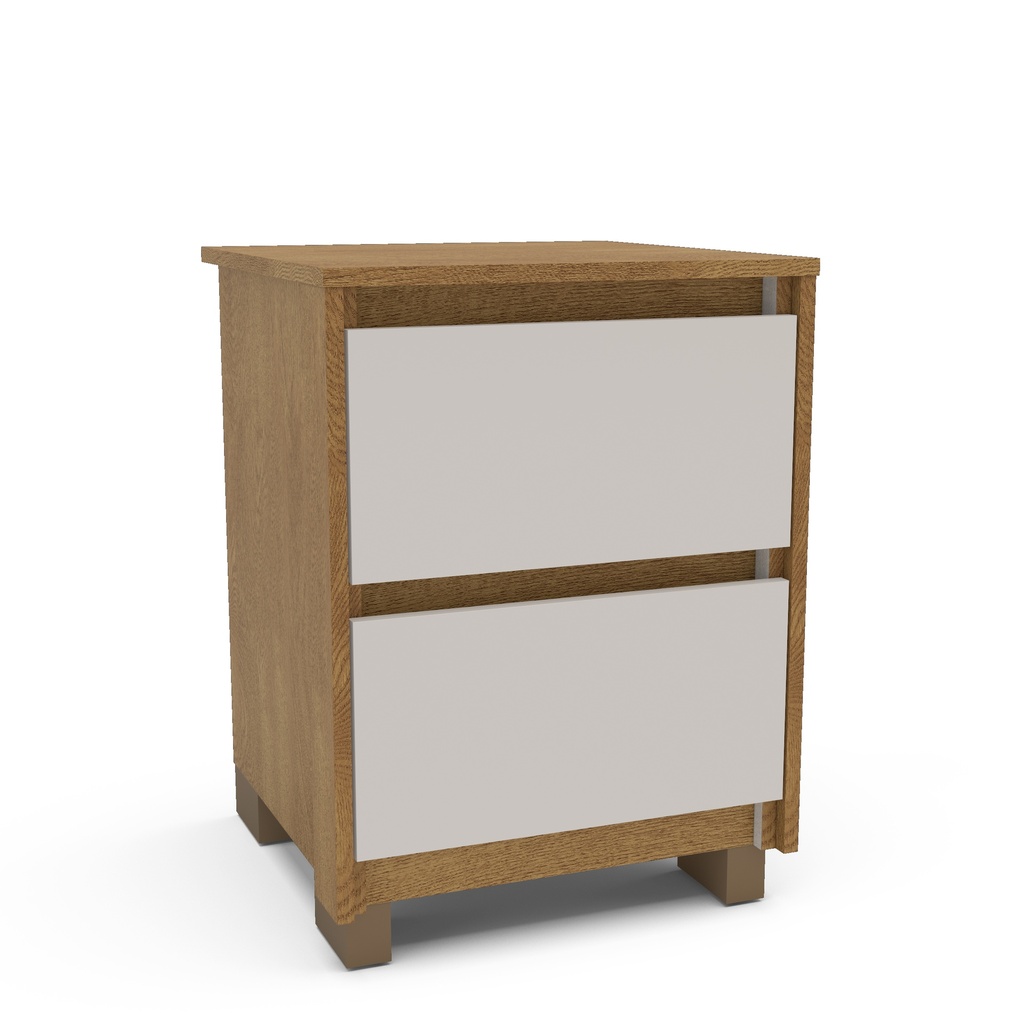 MESA DE NOCHE COIMBRA DE 2 GAVETAS  FREIJO/OFF WHITE,  230074.0002