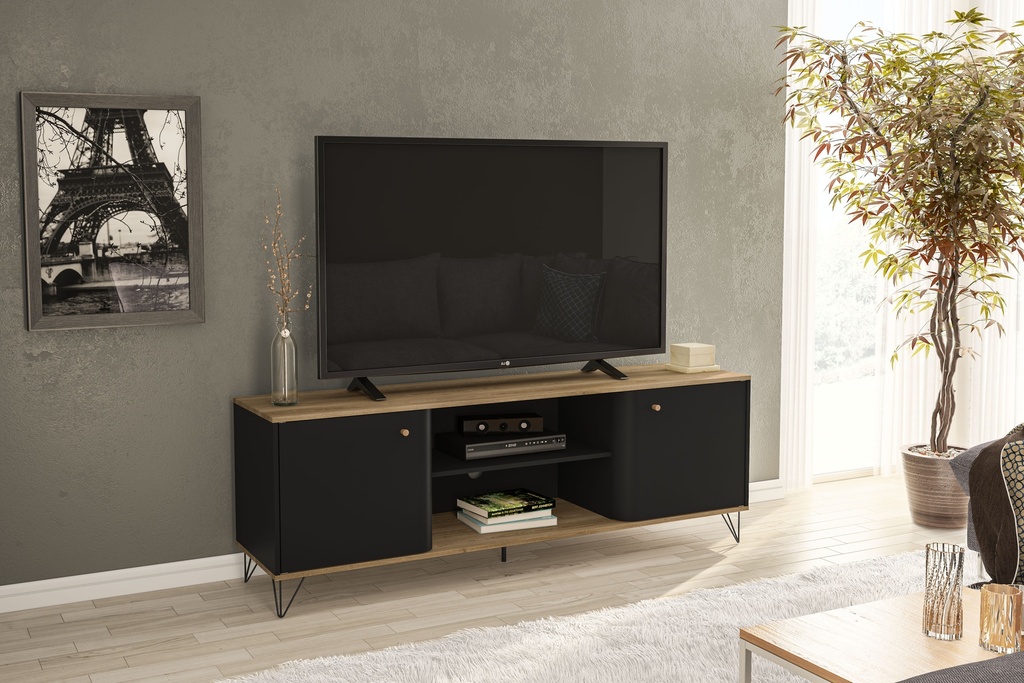 MESA PARA LCD KAZAN  OAK/NEGRO,  P1200133