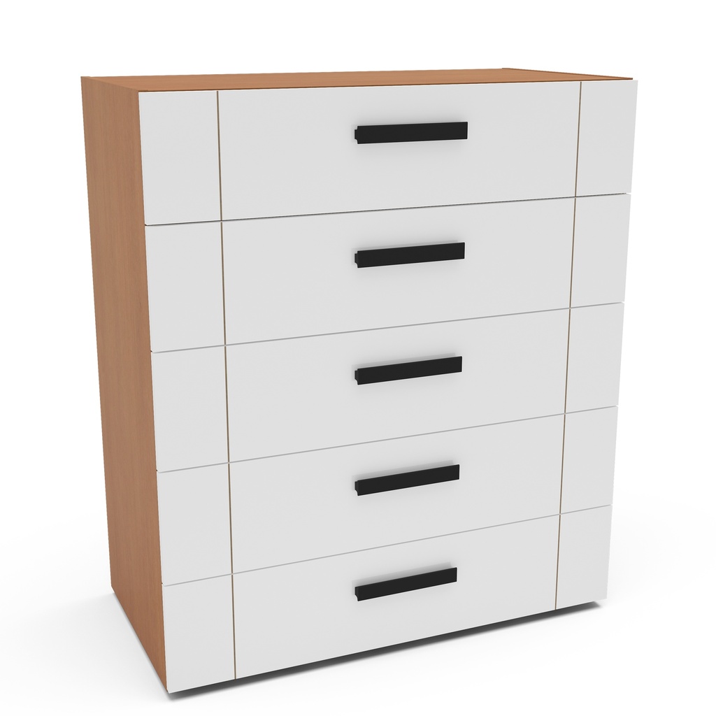 GAVETERO LISBOA DE 5 GAVETAS  FREIJO/BLANCO,  240840.0006