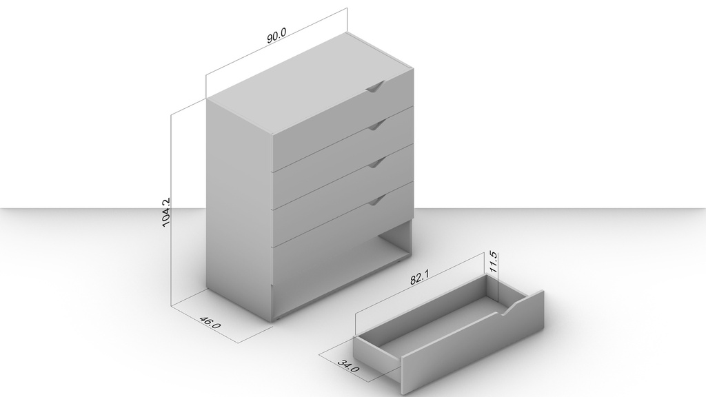 GAVETERO PORTO DE 5 GAVETAS  BLANCO,  240822.0001