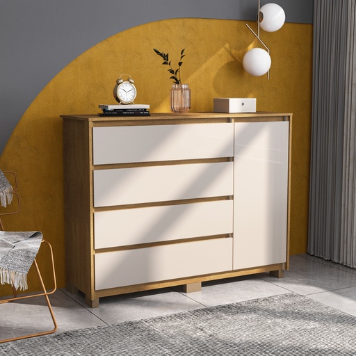 [230073.0002] GAVETERO COIMBRA DE 4 GAVETAS Y 1 PUERTA  FREIJO/OFF WHITE,  230073.0002