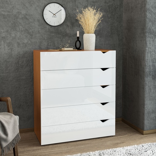 [240822.0006] GAVETERO PORTO DE 5 GAVETAS  FREIJO/BLANCO,  240822.0006