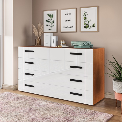 [240838.0006] GAVETERO LISBOA DE 8 GAVETAS  FREIJO/BLANCO,  240838.0006