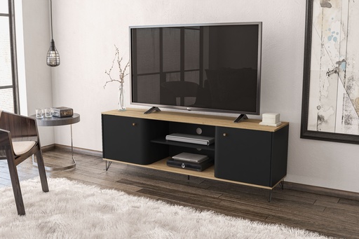 [P1200133] MESA PARA LCD KAZAN  OAK/NEGRO,  P1200133